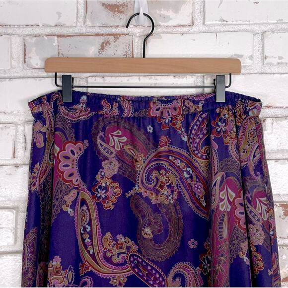 Coldwater Creek Purple Multi Paisley Flowy Layered Boho Whimsigoth Midi Skirt PL - Picture 4 of 9